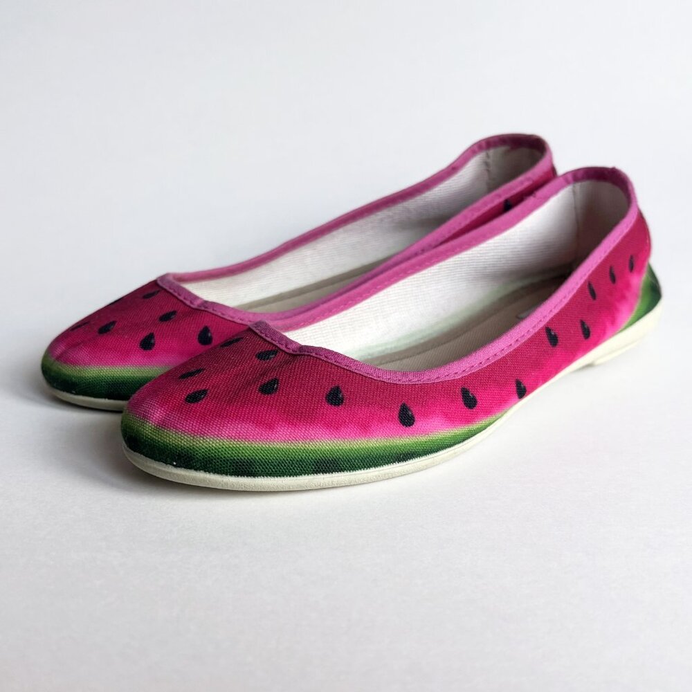 Watermelon Flats, Colourful Cloth Summer Shoes, Lightweight Casual, sz 37